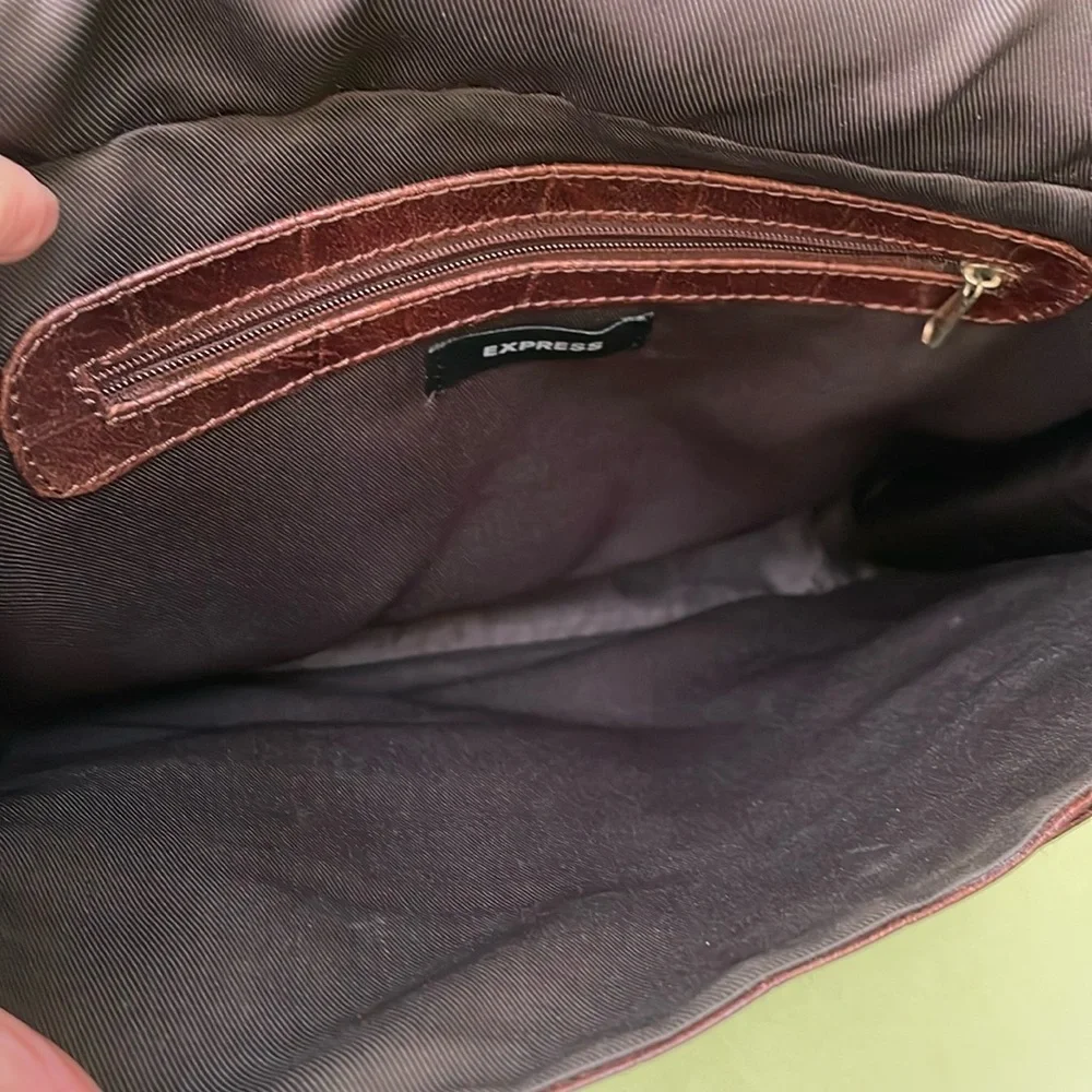 Vintage reddish brown Express leather bag